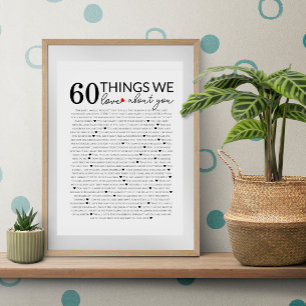 60 dingen die we van je houden, 70e 80e verjaardag poster
