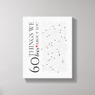 60 dingen waar we van houden, 70e verjaardag canvas afdruk