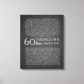 60 dingen waar we van houden, 70e verjaardag canvas afdruk (Voorkant)