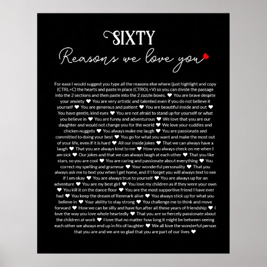 60 dingen waar we van houden, 70e verjaardag poster (Voorkant)