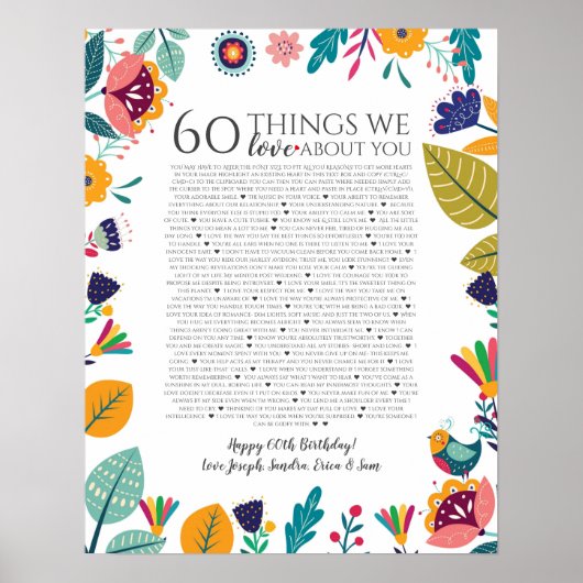 60 dingen waar we van houden als het om jou gaat, poster (Voorkant)