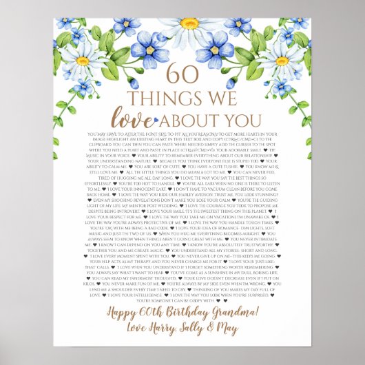 60 dingen waar we van houden over je blauwe witte poster (Voorkant)