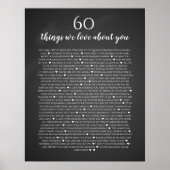 60 dingen waar we van houden over je  krijtbord poster (Voorkant)