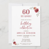 60 dus wat Funny Red Rose 60th Birthday Party Kaart (Voorkant)