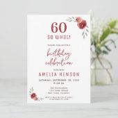 60 dus wat Funny Red Rose 60th Birthday Party Kaart (Staand voorkant)