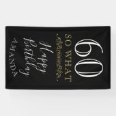 60 Dus wat grappige citaat zwart elegant 60th Birt Spandoek (Horizontaal)