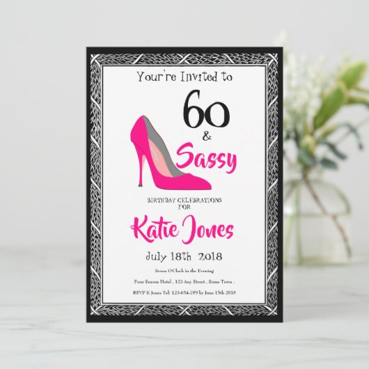 60 en 60e Zassy Birthday Party Kaart (Staand voorkant)