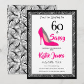 60 en 60e Zassy Birthday Party Kaart (Voorkant / Achterkant)