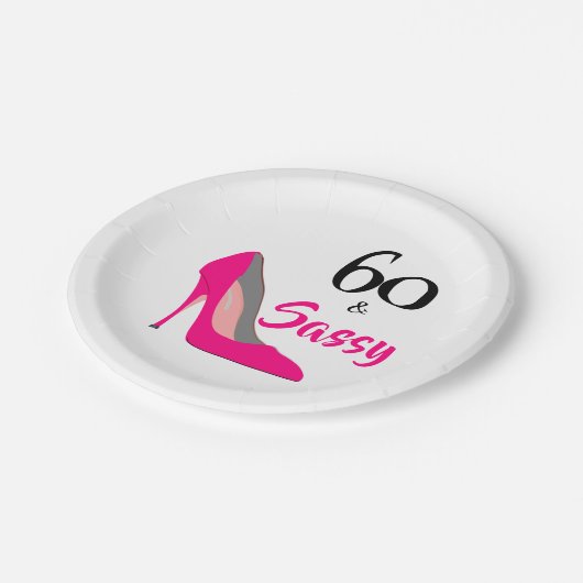 60 en 60e Zassy Birthday Party Papieren Bordje (Gekanteld)