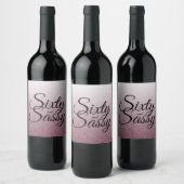 60 en 60th Birthday Paars Glitter Ombre Wijn Etiket (Flessen)