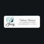 60 en 60th Birthday Return Address Label<br><div class="desc">60 en 60th Birthday Address Label. De woorden "60 en Sassy" in blauw glitter en zwart worden ingesteld met behulp van populaire typografie. De zwarte kleur van de douanetekst kan worden veranderd gebruikend uitgeven menu. Er zijn passende producten zoals uitnodigingen, gedrukte enveloppen met retouradressen en postzegels beschikbaar. Als je hulp...</div>