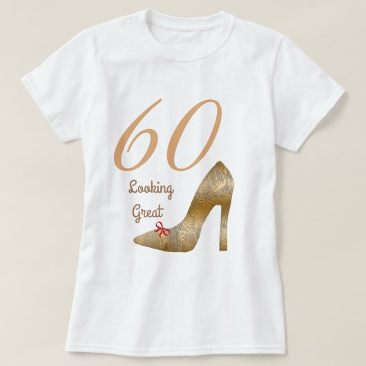 60 en een geweldige High Hiel Red Bow T-shirt (Design voorkant)