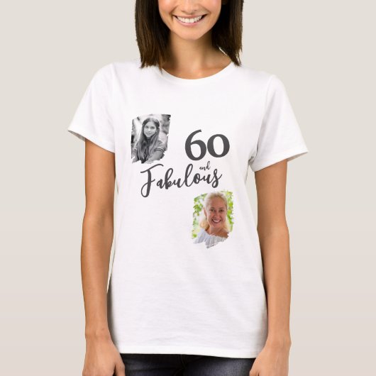 60 en Fabulous 2 foto 60e verjaardag T-shirt (Voorkant)