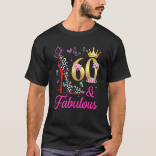 60 en Fabulous 60 jaar oude 60e buikvlinders H T-shirt