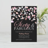 60 en Fabulous, 60 oktober, roze zilver Kaart (Staand voorkant)