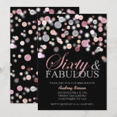 60 en Fabulous, 60 oktober, roze zilver Kaart (Voorkant / Achterkant)