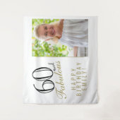 60 en Fabulous 60ste Verjaardag Foto Achtergrond Wandkleed (Voorkant)