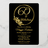 60 en Fabulous 60ste verjaardagsfeest gestempeld Folie Uitnodiging (Voorkant)