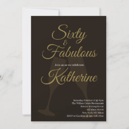 60 en Fabulous | 60ste verjaardagsfeest Zwart Goud Kaart