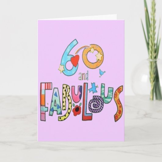 60 en Fabulous 60th Birthday Card Kaart (Voorkant)