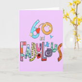 60 en Fabulous 60th Birthday Card Kaart (Gele Bloem)
