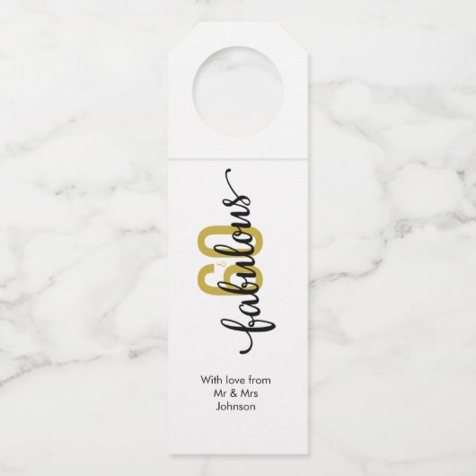 60 en Fabulous 60th Birthday Flessenhanger (Voorkant)