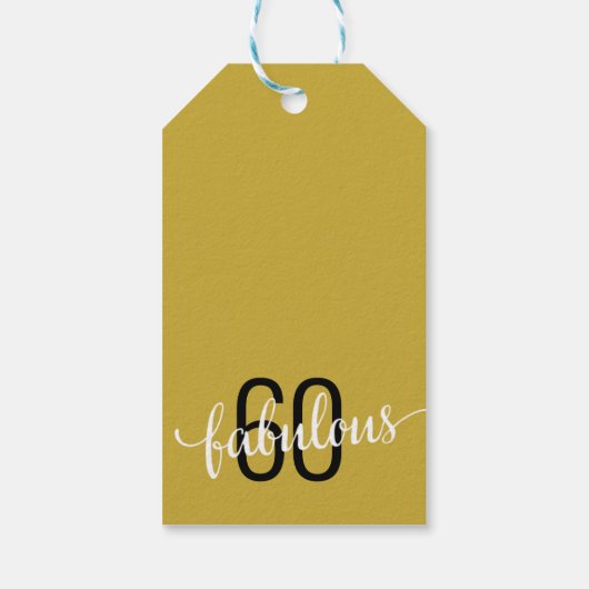 60 en Fabulous 60th Birthday Gift Cadeaulabel (Achterkant)