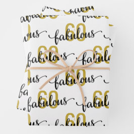 60 en Fabulous 60th Birthday Gift Inpakpapier Vel