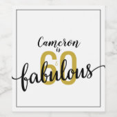 60 en Fabulous 60th Birthday Gift Wijn Etiket (Enkel label)