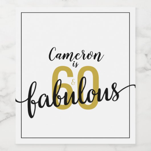 60 en Fabulous 60th Birthday Gift Wijn Etiket (Enkel label)