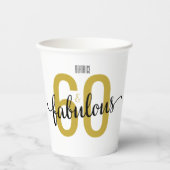 60 en Fabulous 60th Birthday Papieren Bekers (Voorkant)