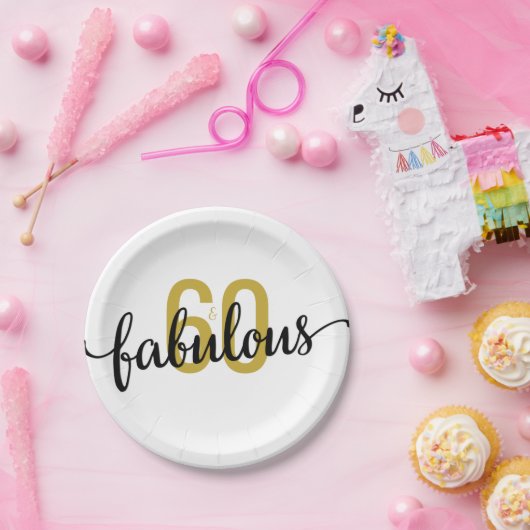 60 en Fabulous 60th Birthday Papieren Bordje (Feest)