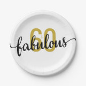 60 en Fabulous 60th Birthday Papieren Bordje (Voorkant)