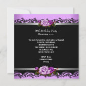 60- en Fabulous 60th Birthday Party Mauve Rozen Kaart (Achterkant)