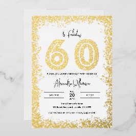 60 en Fabulous 60th Birthday Party Real Gold Folie Uitnodiging