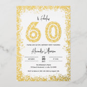 60 en Fabulous 60th Birthday Party Real Gold Folie Uitnodiging (Voorkant)