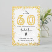 60 en Fabulous 60th Birthday Party Real Gold Folie Uitnodiging (Staand Voorkant)