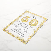 60 en Fabulous 60th Birthday Party Real Gold Folie Uitnodiging (Gedraaid)