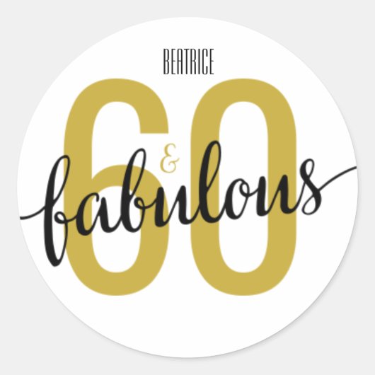 60 en Fabulous 60th Birthday Ronde Sticker (Voorkant)