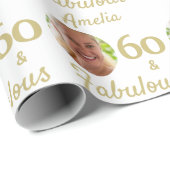 60 en Fabulous 60th Verjaardag Foto Cadeaupapier (Rol Hoek)