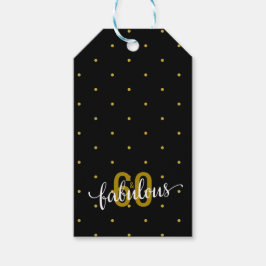 60 en Fabulous 60th Verjaardag Goud en Zwart Cadeaulabel