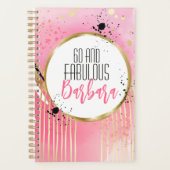 60 en Fabulous Abstract Hot Pink Black Glitter Planner (Voorkant)