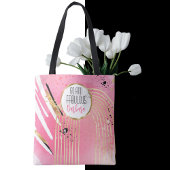 60 en Fabulous Abstract Roze Zwart goud Modern Tote Bag