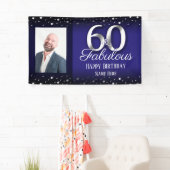 60 en Fabulous Birthday Confetti Foto Spandoek (Insitu)