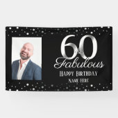 60 en Fabulous Birthday Confetti Foto Spandoek (Horizontaal)