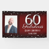 60 en Fabulous Birthday Confetti Foto Spandoek (Horizontaal)