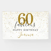 60 en Fabulous Birthday Elegant Gold en Black Spandoek (Horizontaal)