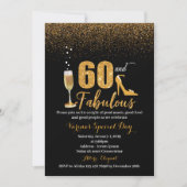 60. en Fabulous Birthday Invitation for Women Kaart (Voorkant)