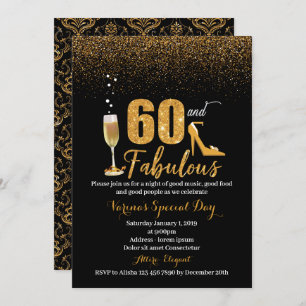 60. en Fabulous Birthday Invitation for Women Kaart