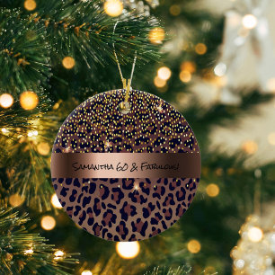60- en Fabulous Birthday Party leopard-patroonglas Keramisch Ornament